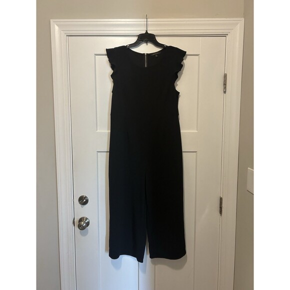 Jumpsuit Women’s Size Large Black Casual Knit Lightweight Short Sleeve Stretchy - Picture 1 of 4